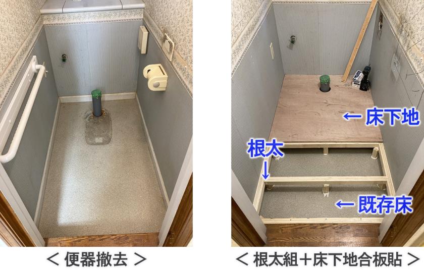 撤去・根太組 床下地合板張り